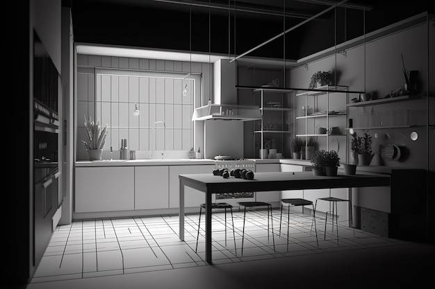 Интерьер кухни с современной духовкой современная скандинавская кухня в квартире-лофте generative ai