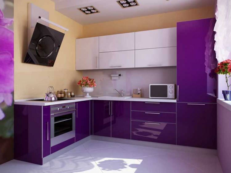 Глянцевая фиолетовая кухня ЛВ