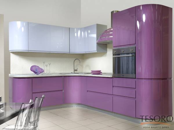 Кухня Клео Люкс фиолетовая глянцевая