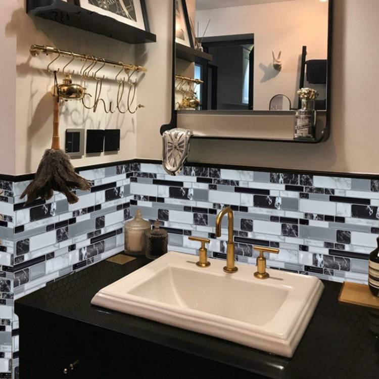 Дизайн Мозаика DIY самоклеящаяся плитка фартук стены стикер винил ванная комната кухонные переводные наклейки украшение дома Cropable Настенные обои