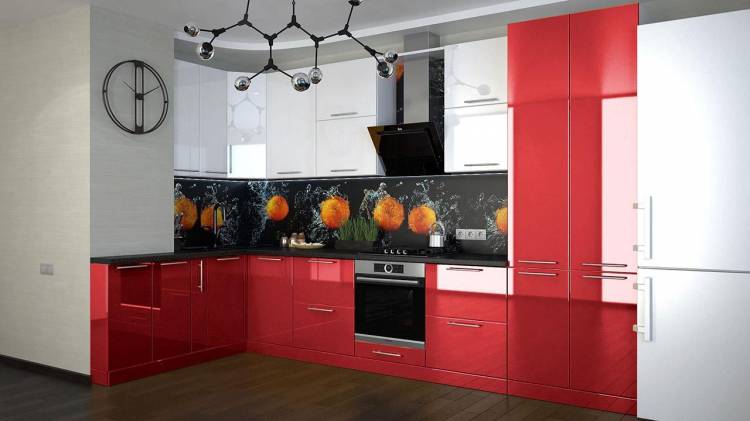 Кухни в стиле Хай тек красного цвет