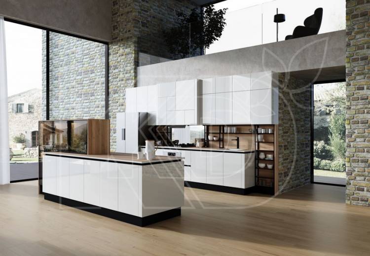 Белая кухня в стиле модер