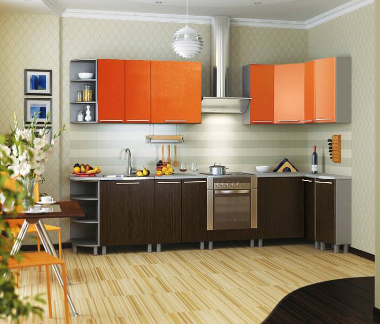 Коричнево-оранжевые кухни