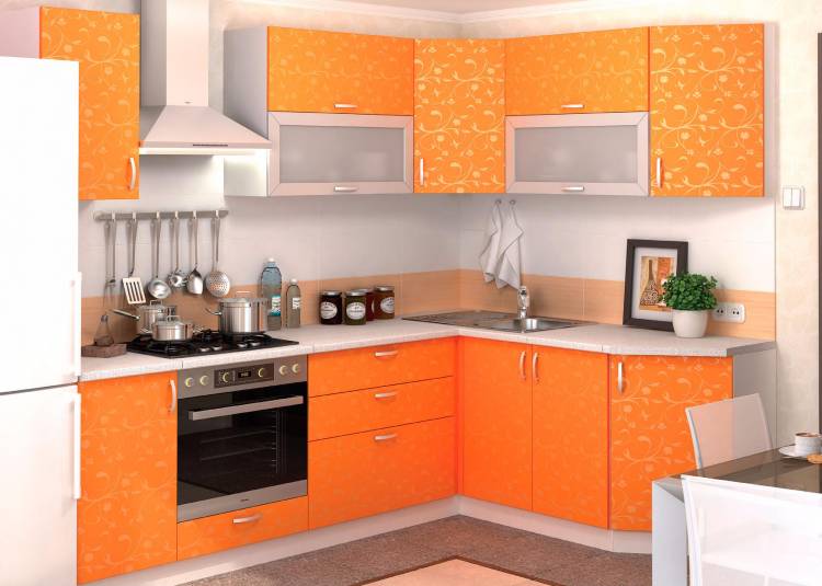 Кухня в оранжевом цвет