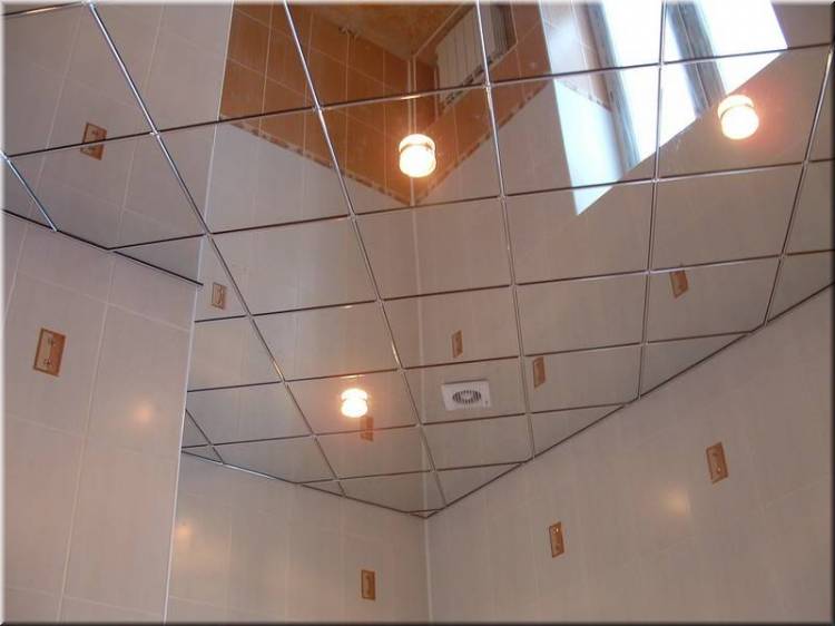 Зеркальные и стеклянные потолки в интерьере кухни