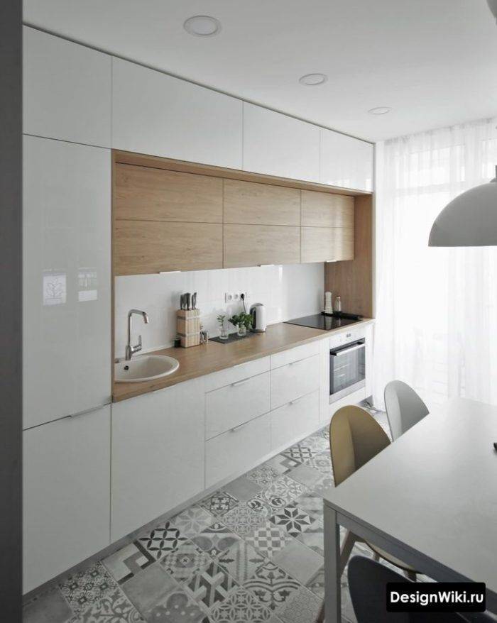 Кухня белая с деревом модерн: 93 фото дизайна