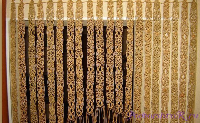 Плетеная шторка на дверь из шелковой нити