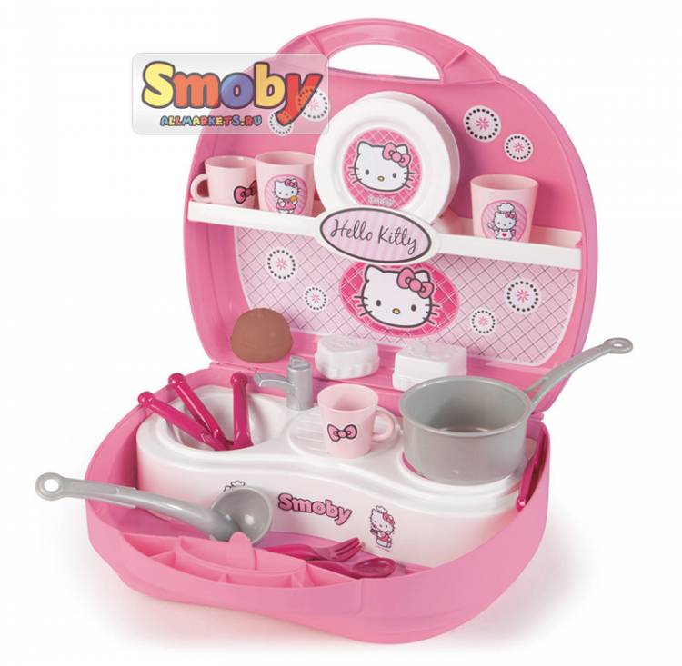 Мини кухня Smoby в чемоданчике Hello Kitty