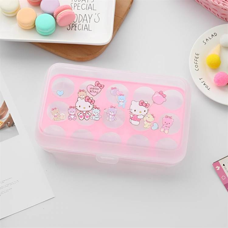 Sanrio Kawaii коробка для яиц Hello Kitty милый аниме мультфильм портативная пластиковая настольная коробка для хранения дома кухни Противоударная коробка подарок для девочки