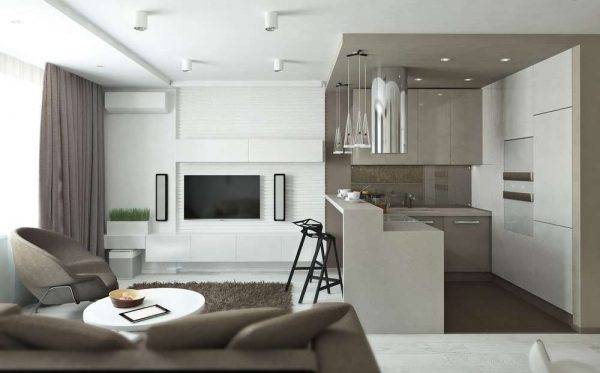 Дизайн кухни гостиной
