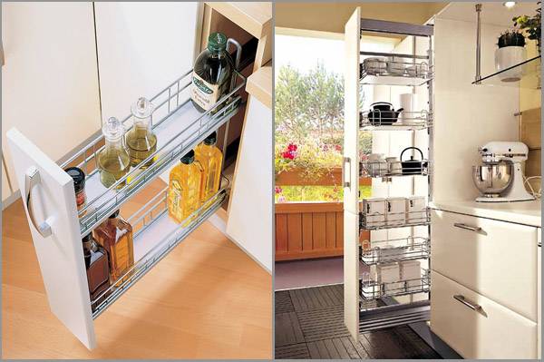 Выдвижные системы хранения для кухни
