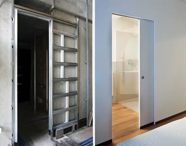 Скрытые двери в интерьере квартиры, фото межкомнатных дверей скрытого монтаж