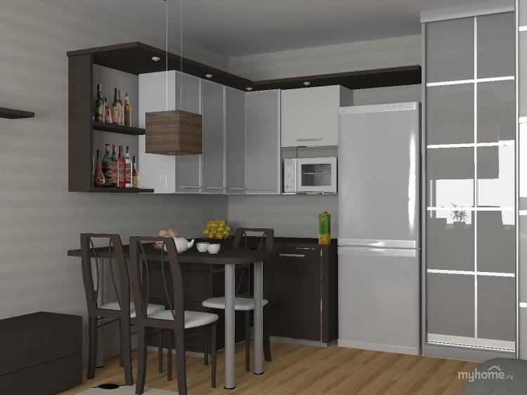 Дизайн комнаты в общежитии с кухней