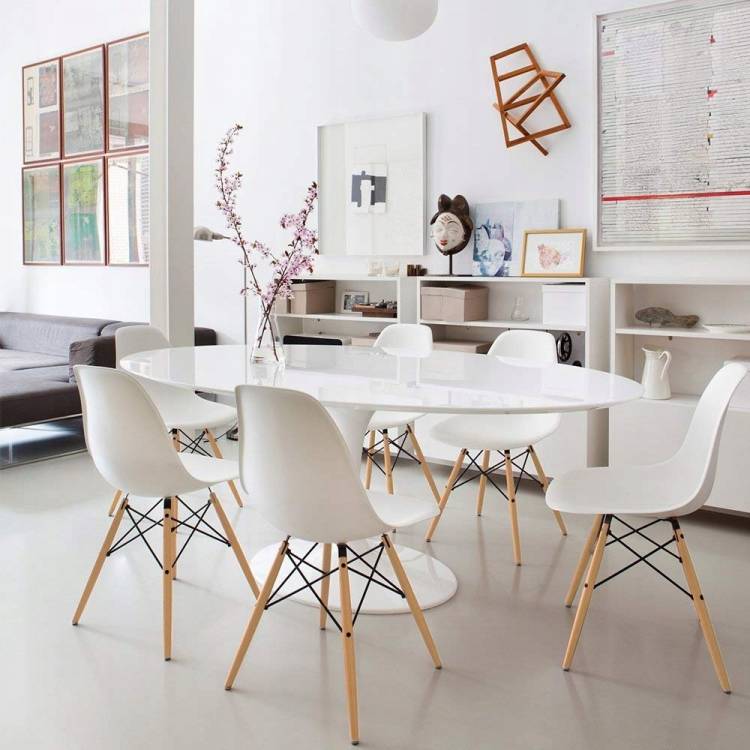 Белые стулья для кухни современный дизай