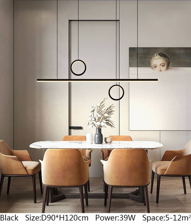 Подвесной светильник над столом,Черный,линейный,в стиле Хай Тек, минимализм