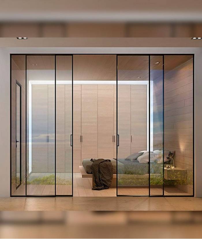 стеклянные алюминиевые раздвижные двери по своим размерам в СПб