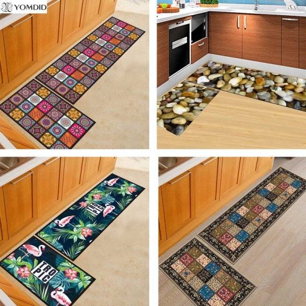 Нескользящий коврик на кухню: 102 фото в интерьере
