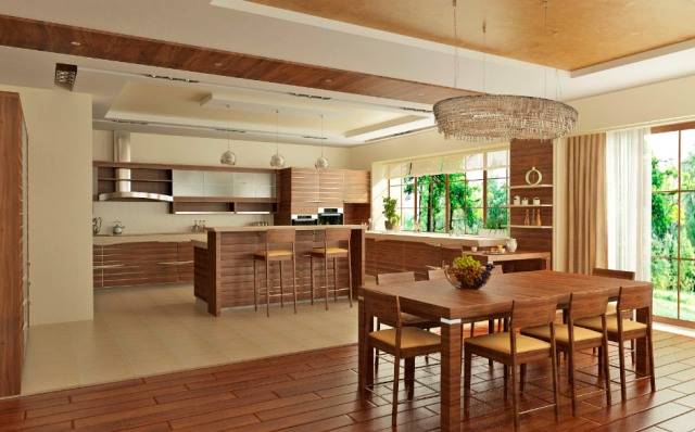 Дизайн кухни с гостиной в доме: 100 фото дизайна