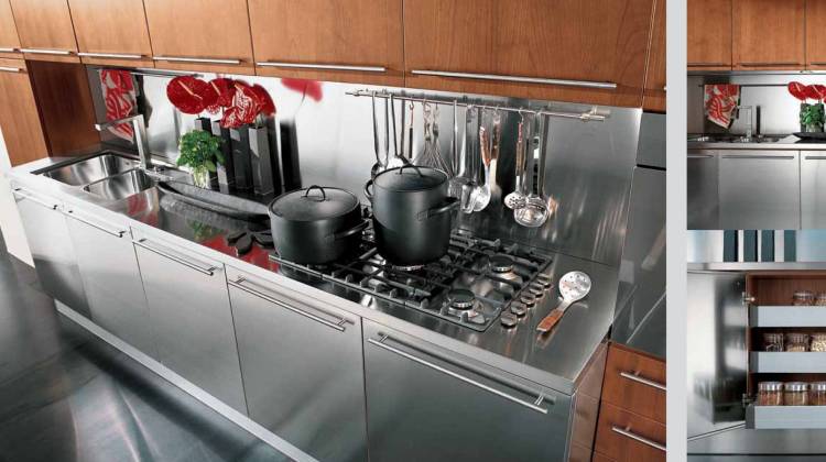 Кухонная мебель из металла в современных интерьерах
