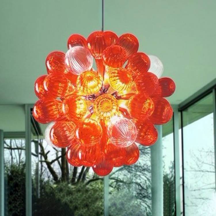 Люстра со стеклянным шаром, комнатное освещение оранжевого цвета, современные светодиодные светильники для гостиной, спальни, кухни