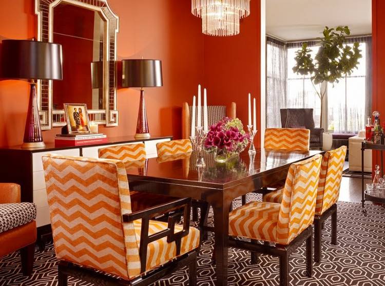 Дизайн оранжевого цвета в интерьер