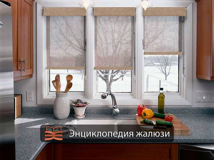 Жалюзи на кухню, рулонные шторы на кухню, дизайн и конструкция