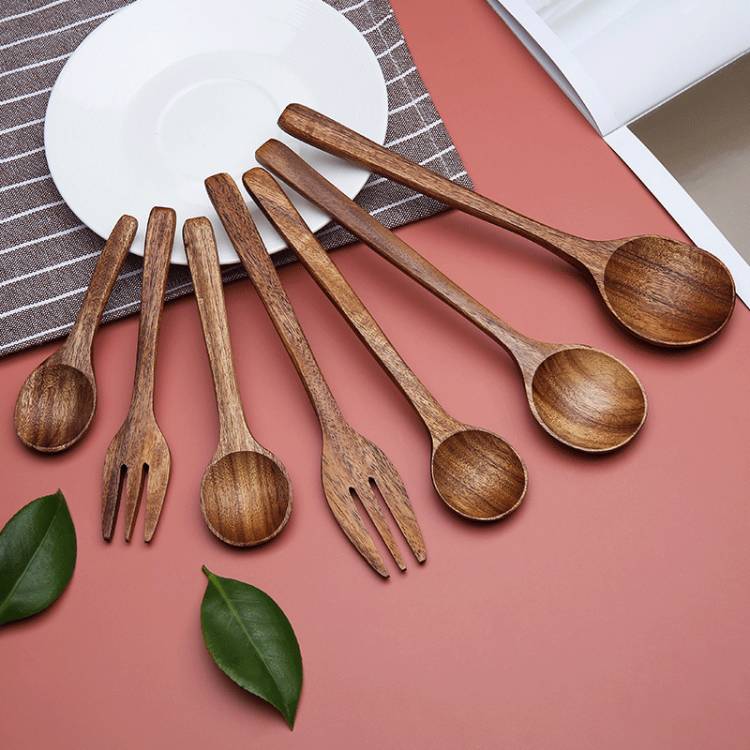 Кухонная деревянная ложка, чайная ложка для супа, для кухни, деревянные вилки, ложка, Экологичная кухонная утварь, инструменты для готовки