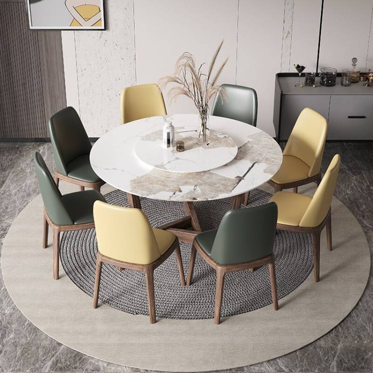 Круглый обеденный стол в скандинавском стиле с поворотным столиком для небольшой квартиры, кухонная мебель из массива дерева, простые Бытовые аксессуары