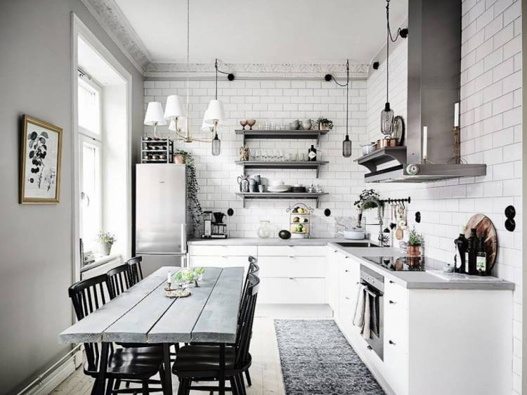 Серая кухня в скандинавском стиле