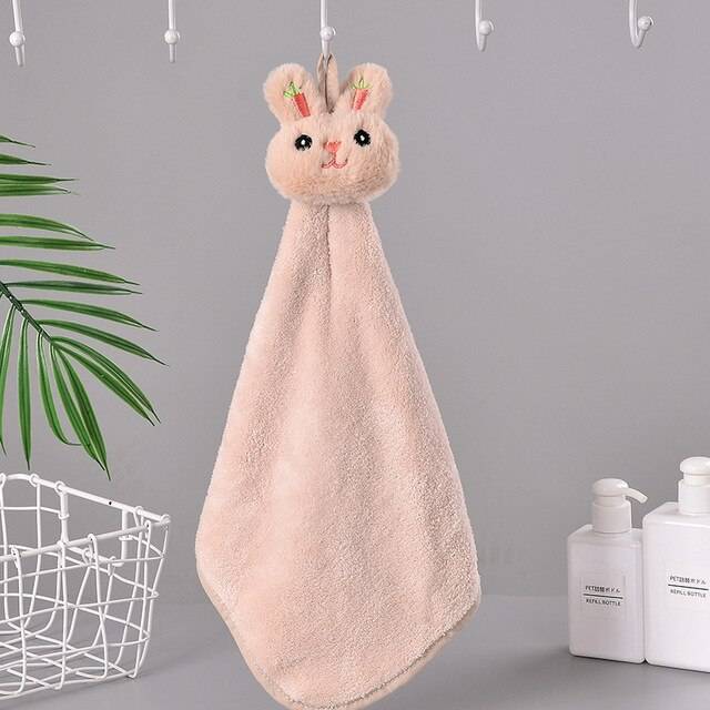 Полотенце для рук с мультяшным Кроликом, мягкое утолщенное супервпитывающее быстросохнущее махровое полотенце из кораллового флиса, для кухни и ванной