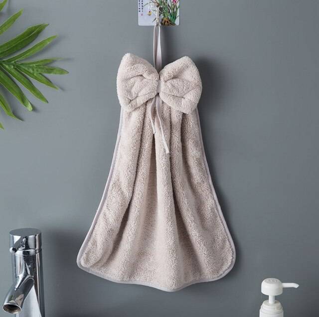 Полотенце для рук с бантом для кухни ванной комнаты коралловый бархат микрофибра мягкая быстросохнущая Абсорбирующая одежда для уборки домашнее банное махровое полотенце s
