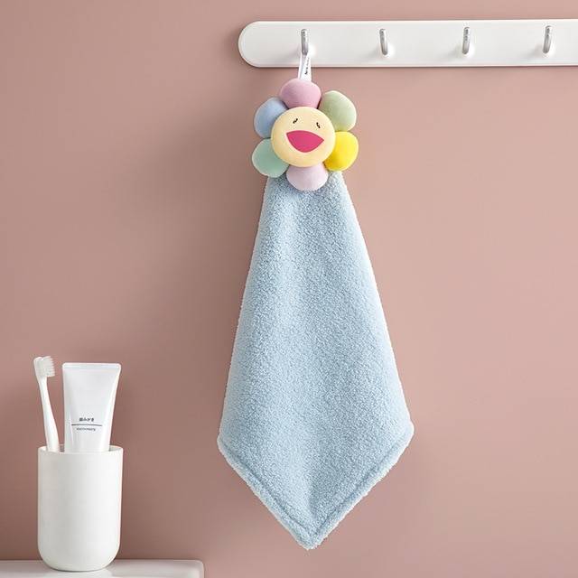 Мультяшное полотенце для рук с подсолнухом, утолщенный Детский носовой платок из кораллового бархата для дома, декоративные махровые полотенца двойного назначения