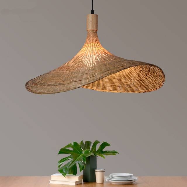 Современные подвесные светильники в виде соломенной шляпы, плетеные бамбуковые лампы для гостиной, украшения кухни, аксессуары, подвесные люстры