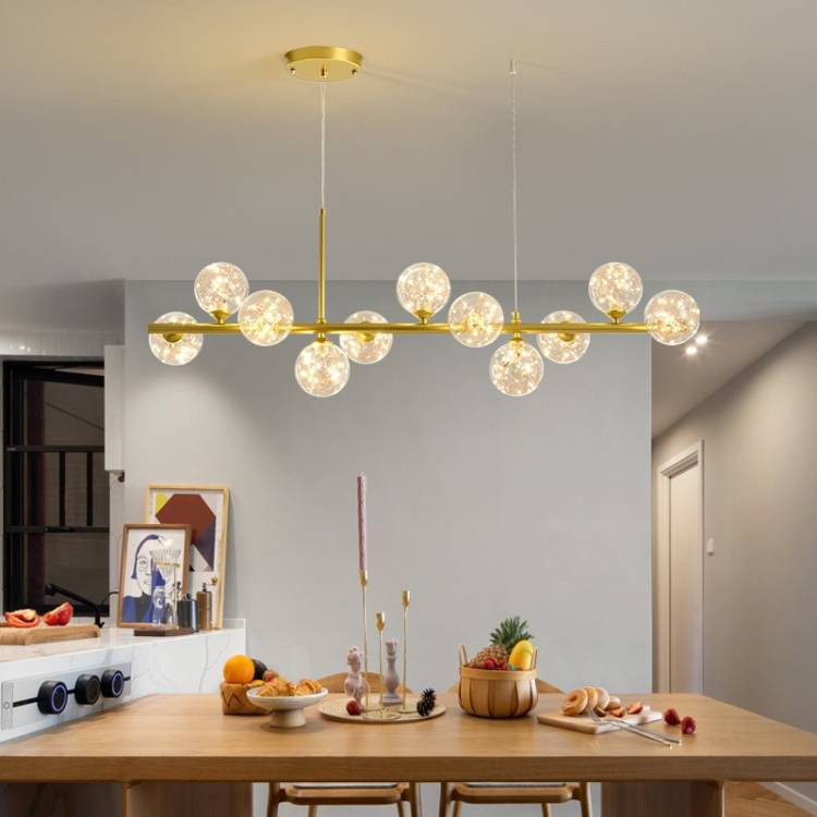 Современные длинные люстры для столовой, стеклянные шарики, абажур, освесветильник над столом, кухня, офисный подвесной светильник, домашний декор, светильники