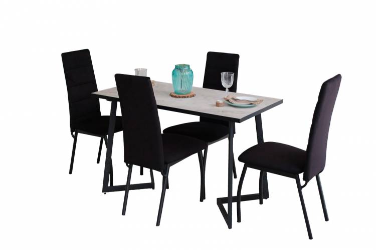 Комплект для кухни Дели черный обеденный стол с керамической столешницей и стулья