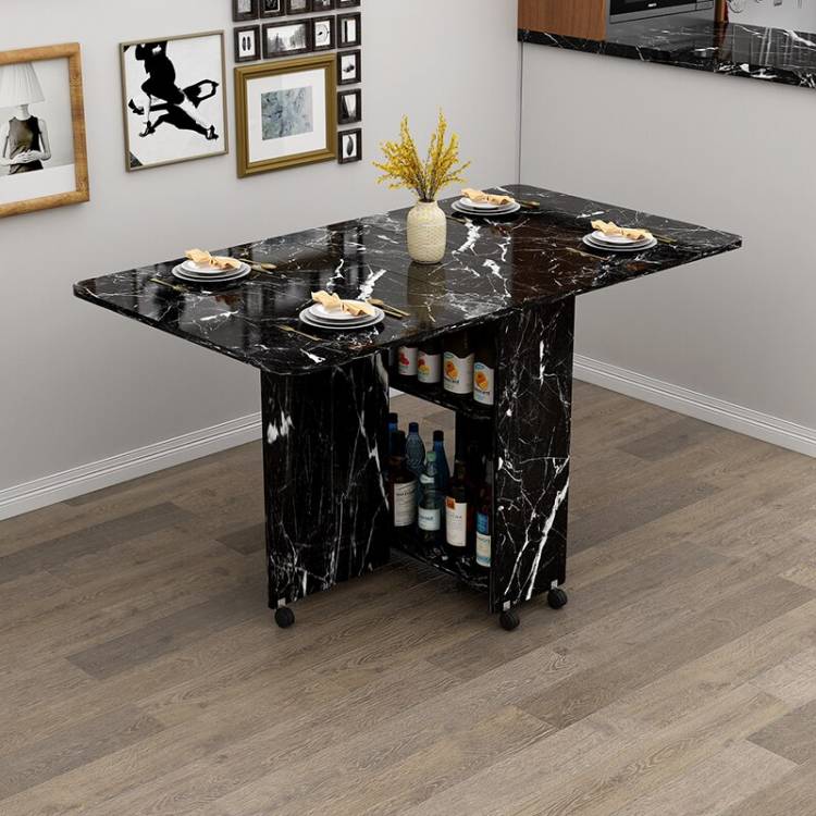 Деревянный складной обеденный стол с колесиками, кухонные столы для гостиной, экологически чистый деревянный передвижной настенный стол для хранения