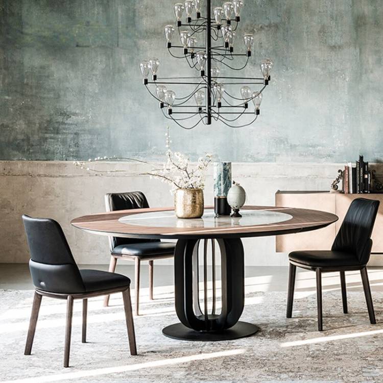 Кухня Лофт под заказ мраморный круглый обеденный стол и стулья итальянский минималистичный ореховый цвет домашний деревянный стол для шести челов