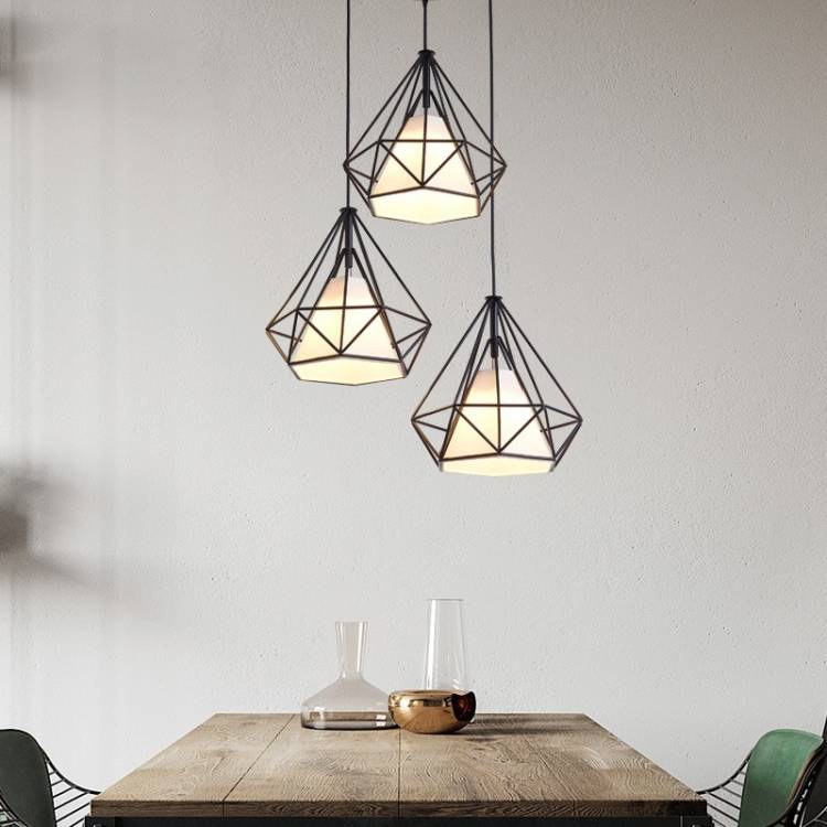 Европейская люстра в форме алмаза, креативная Тройная железная настольная лампа, лампа для ресторана, кухни, украшение для дома, хрустальные светильники