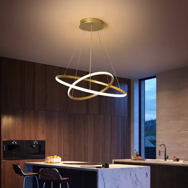 Светодиодные кружки люстр Золотая люстра для гостиной столовой кухни круглой формы внутреннее освещение, люстры