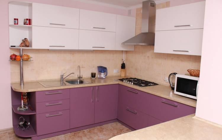 Угловая кухня ЛДСП, фиолетовая