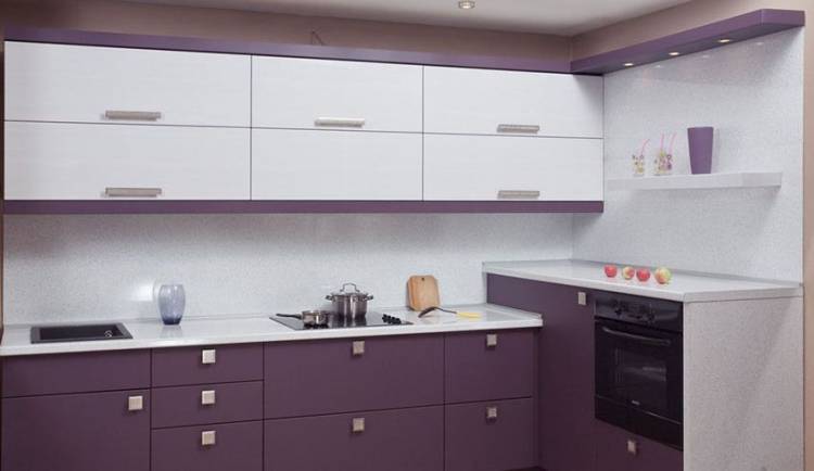 Недорогие бело-фиолетовые кухни, бело-фиолетовую кухню у производителя на заказ в Москв