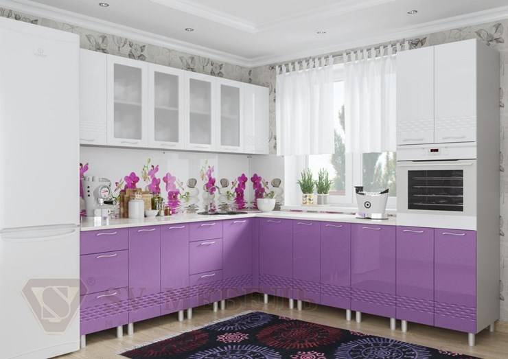 Угловая кухня Волна, цвет фиолетовый в Благовещенске в интернет-магазине недорог
