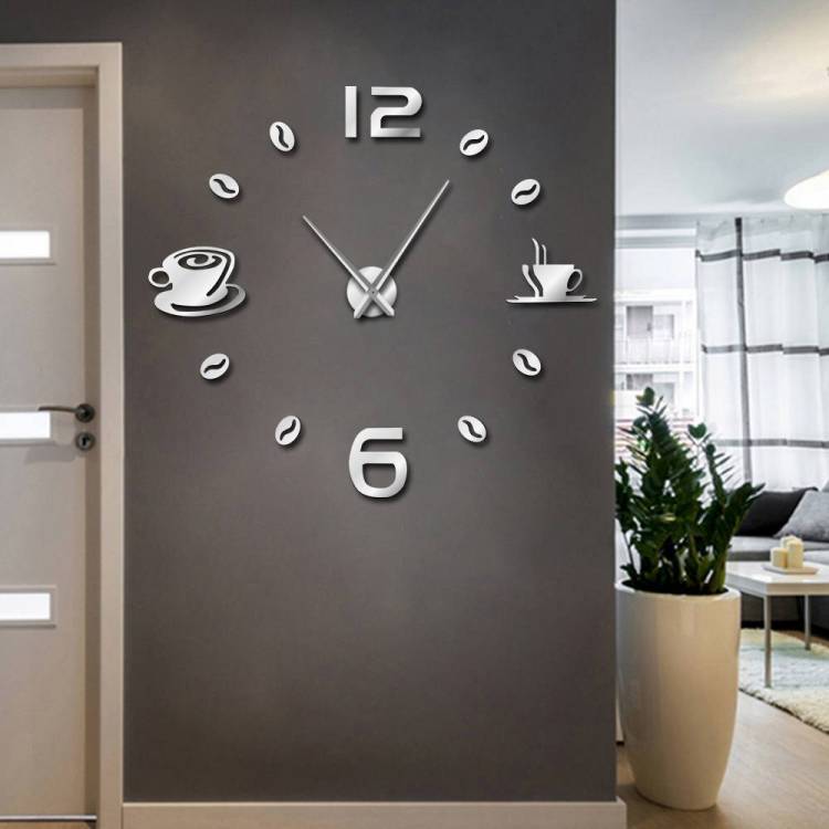 Кафе DIY большие настенные часы Безрамные гигантские настенные часы современный дизайн кафе кофейная кружка кофейные бобы Настенный декор кухонные настенные часы