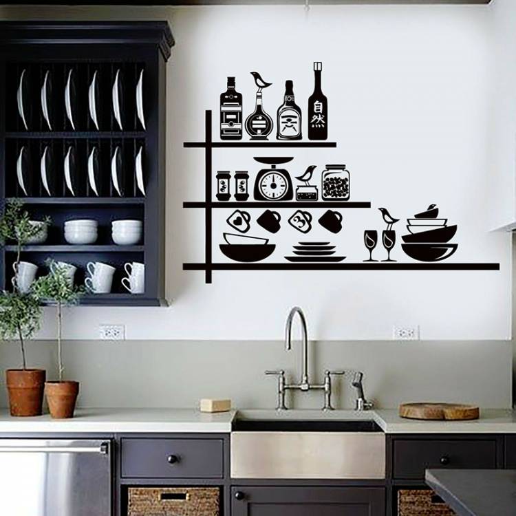 Кухонная утварь Наклейка на стену инструменты для повара Кухня Бар Ресторан интерьер виниловые наклейки на окна креативная посуда обои E