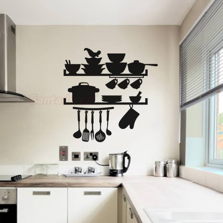 Наклейки для кухни кухонная утварь кастрюля и Посуда Виниловый Настенный декор для кухни настенные художественные наклейки домашний Декор постер украшение дом