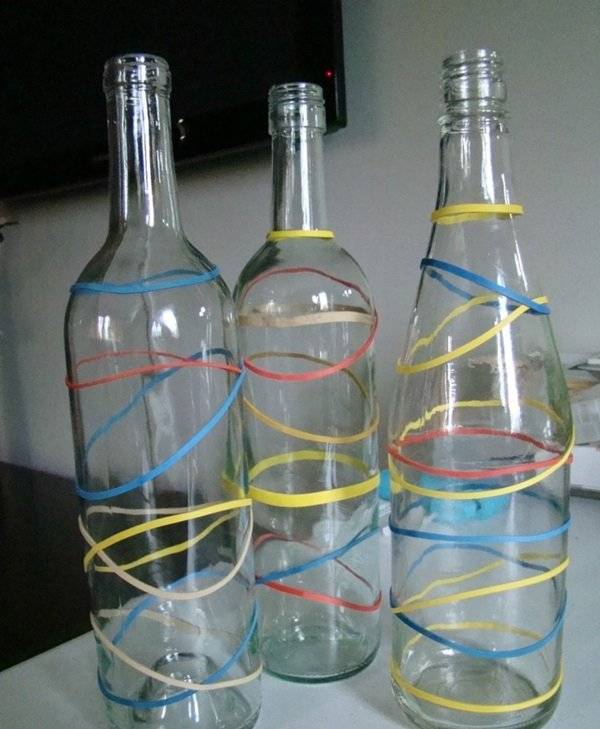 Идеи декора бутылок имитацией