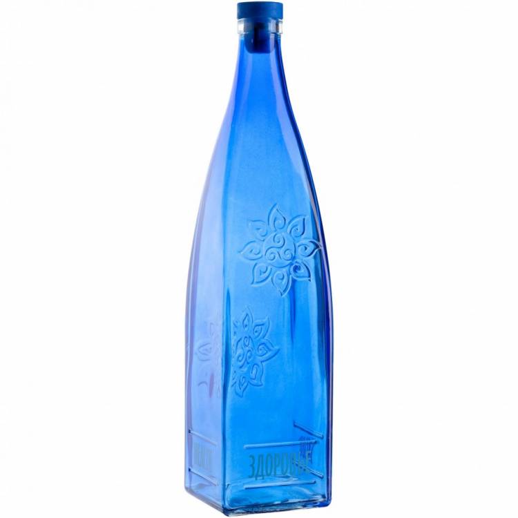 бутылка декоративная с пробкой Здоровье синяя