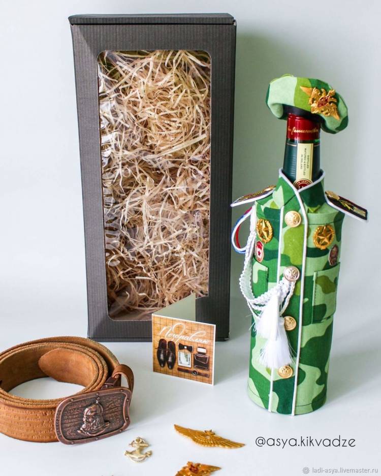 Съемный чехол на бутылку Дембель, подарки военным в интернет