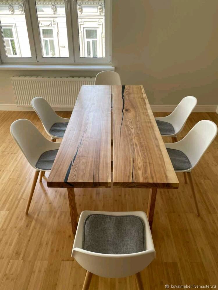 Кухонный стол из массива дерева в стиле лофт в интернет