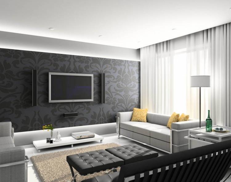 Дизайн гостиной в серых тонах